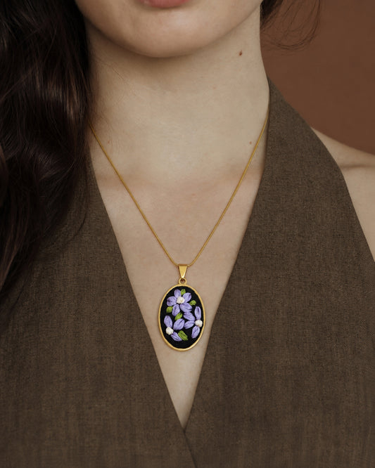 Lavender Vine - Gold Pendant
