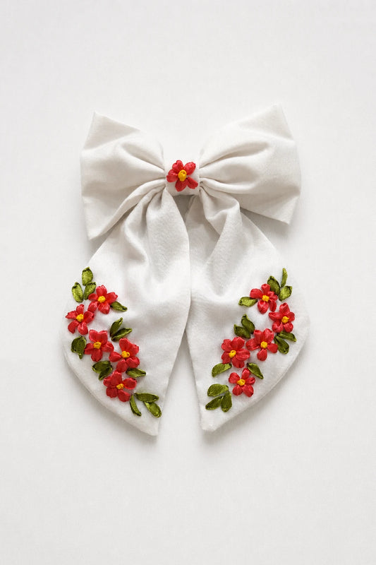 Pink Floral - Hair Bow Clip