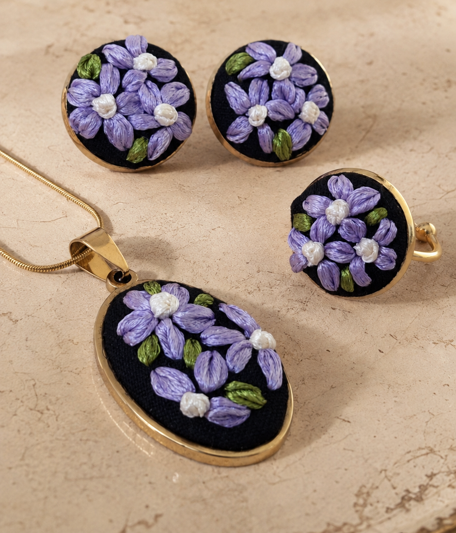 Lavender Vine - Gold Jewelry Set