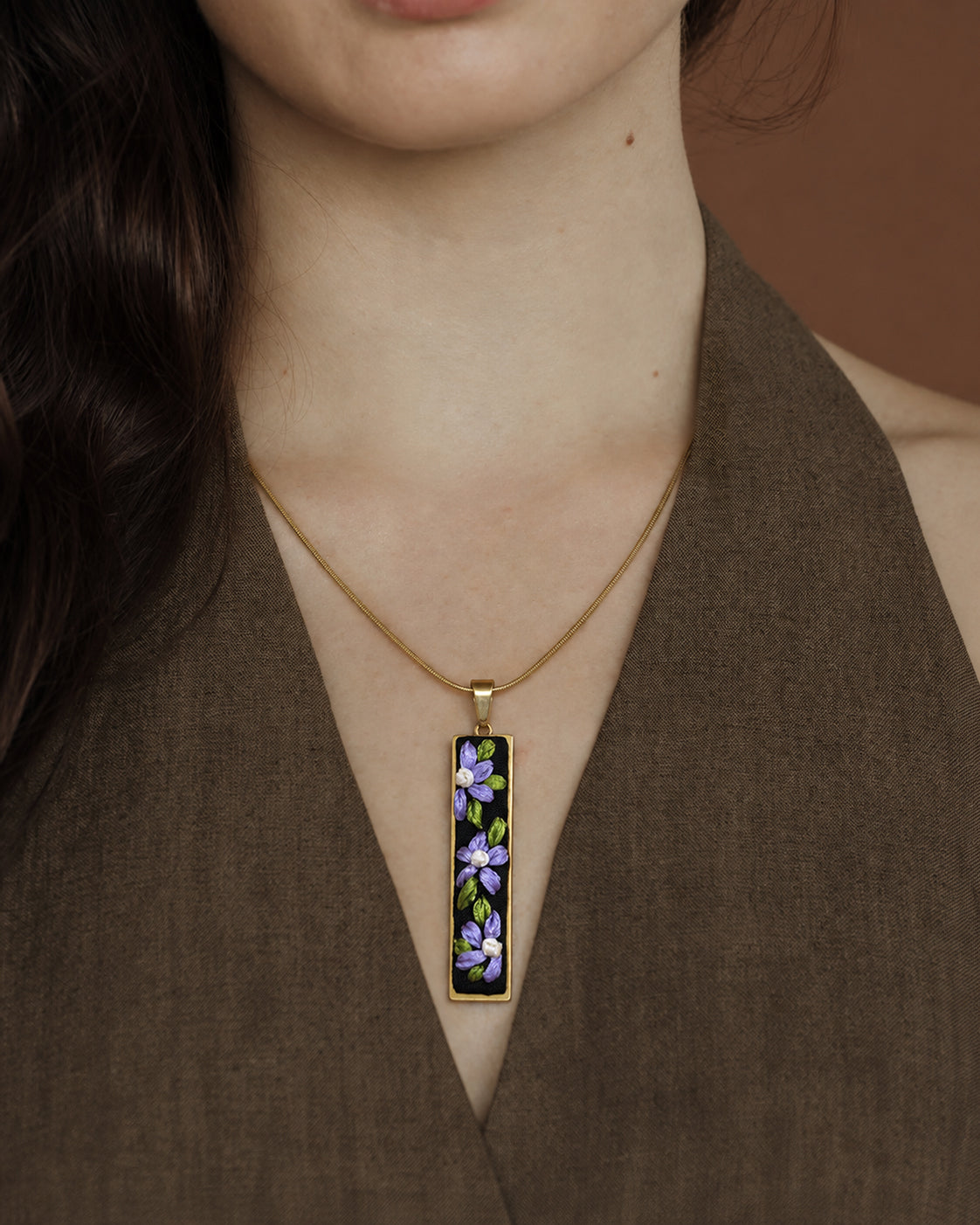 Lavender Vine - Gold Pendant