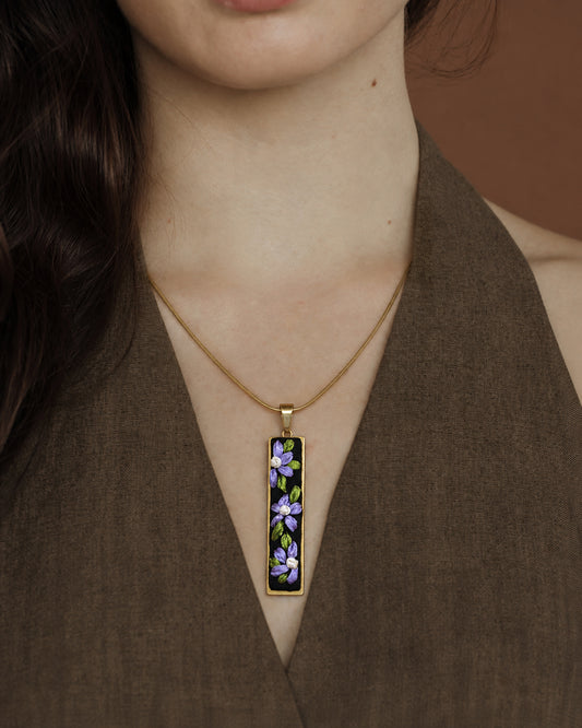 Lavender Vine - Gold Pendant
