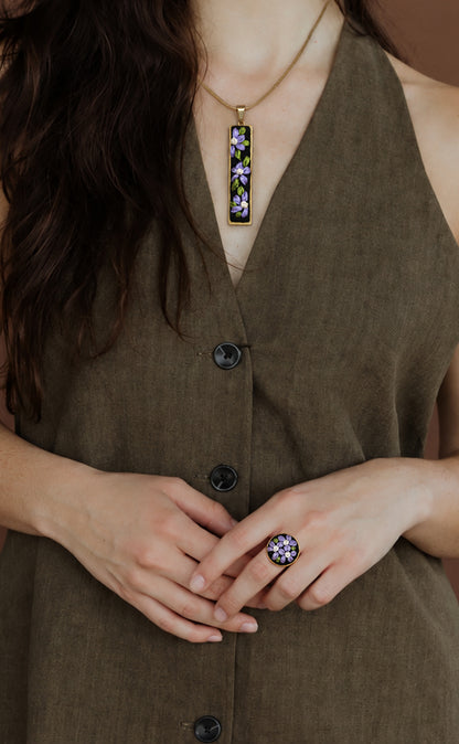 Lavender Vine - Gold Pendant