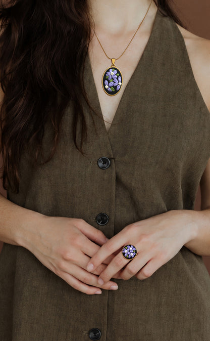 Lavender Vine - Gold Jewelry Set