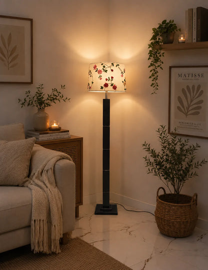 Floral Embroidered Lampshade – Handmade Home Décor