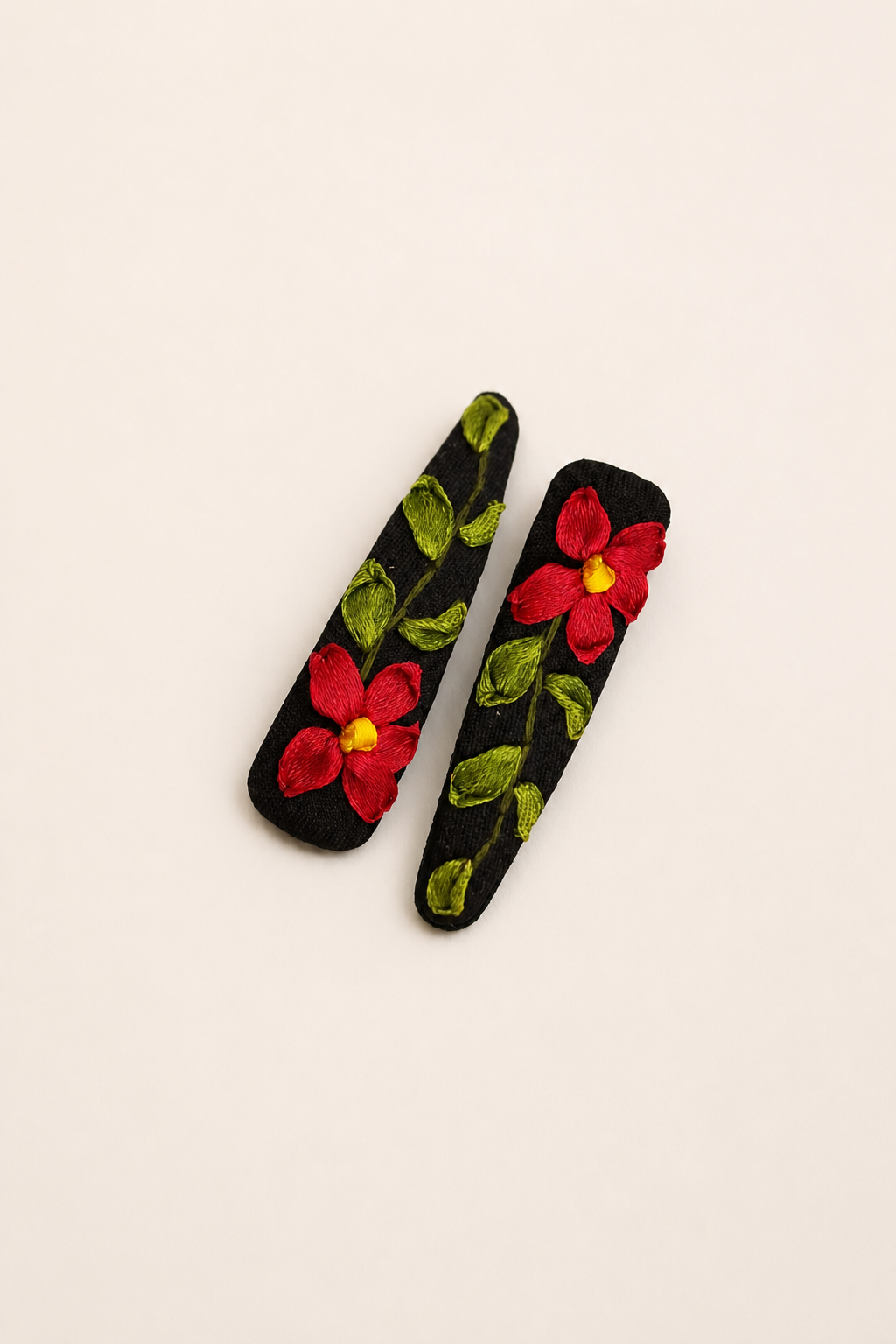 Red Floral  - Hair Pins