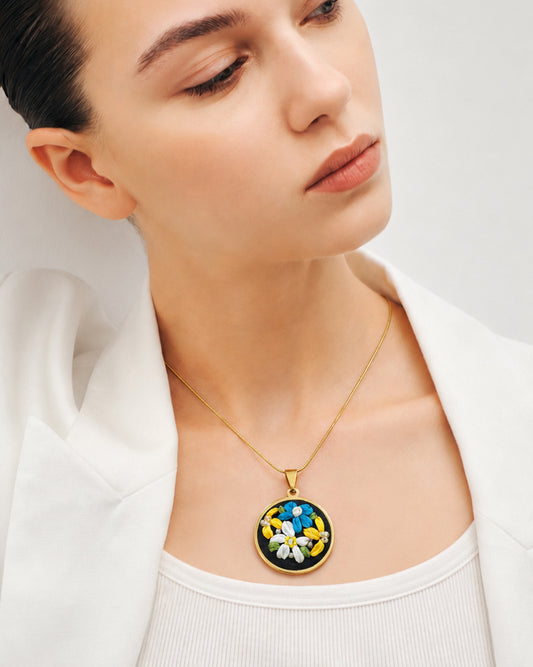 Blue Meadow - Gold Pendant