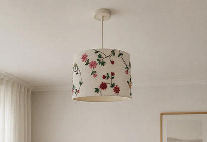 Floral Embroidered Lampshade – Handmade Home Décor