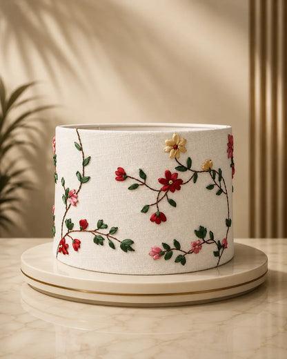Floral Embroidered Lampshade – Handmade Home Décor