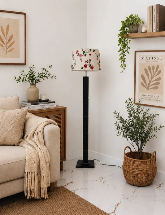 Floral Embroidered Lampshade – Handmade Home Décor
