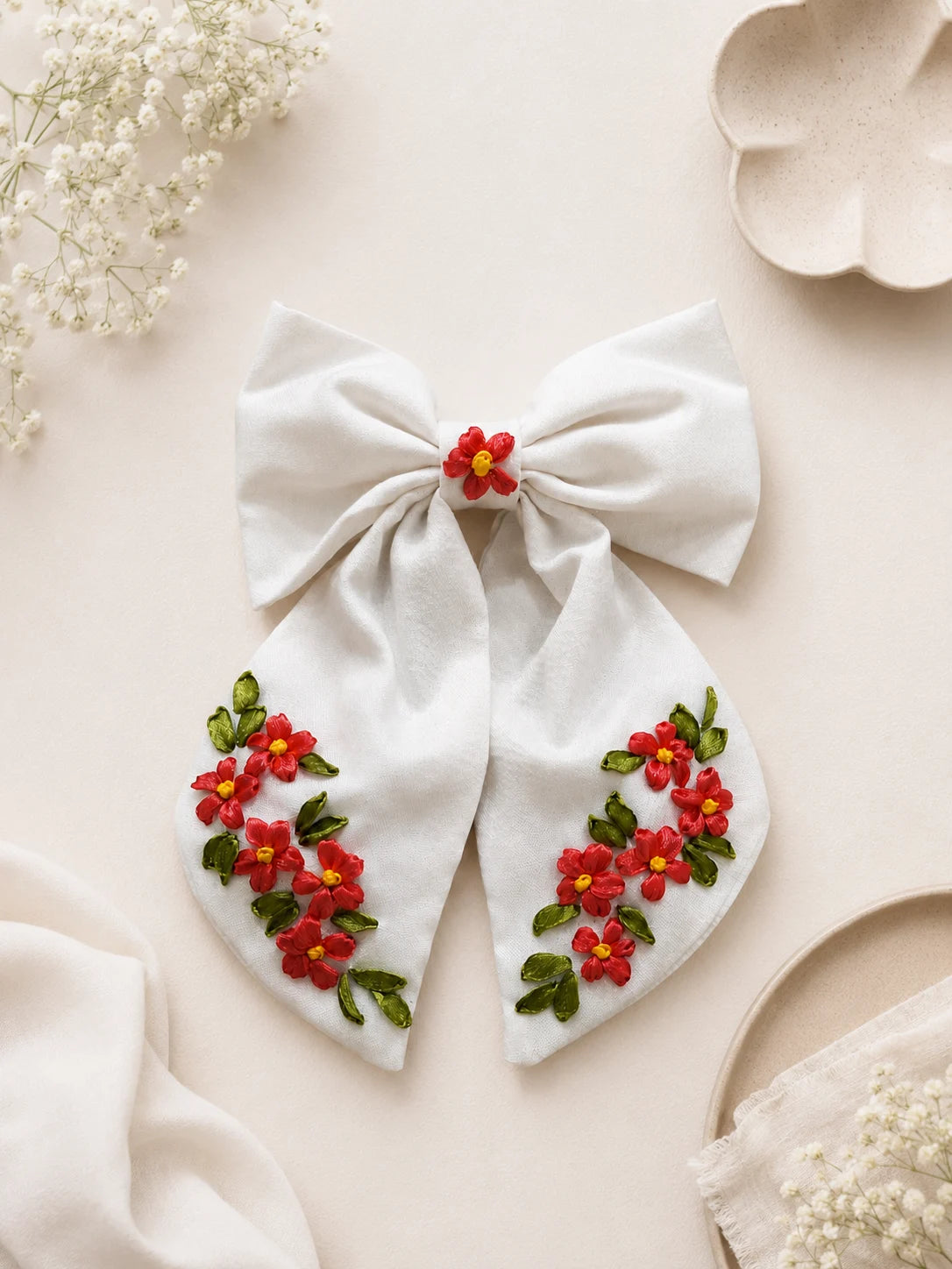 Pink Floral - Hair Bow Clip