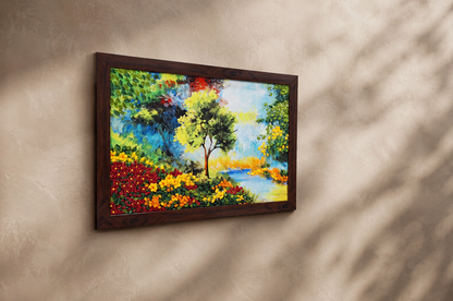 Blooming Meadow Ribbon Embroidery Landscape Art