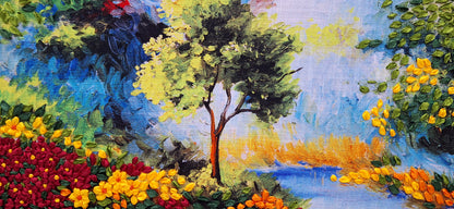 Blooming Meadow Ribbon Embroidery Landscape Art