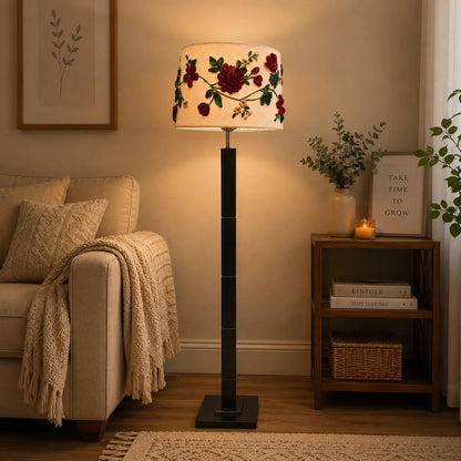Rose Embroidered Lampshade – Handmade Floral Home Décor
