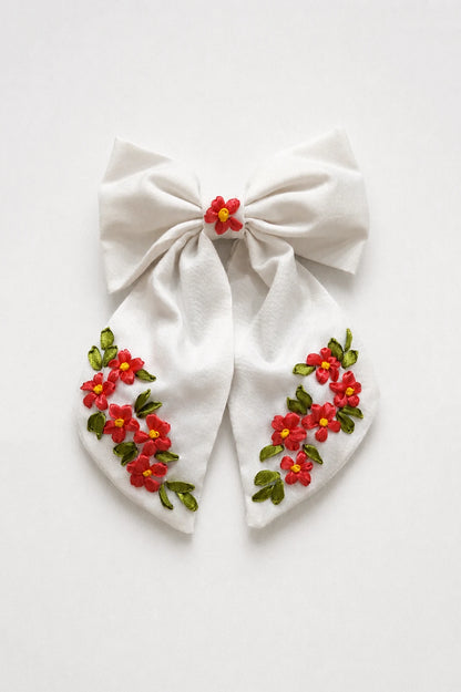 Pink Floral - Hair Bow Clip
