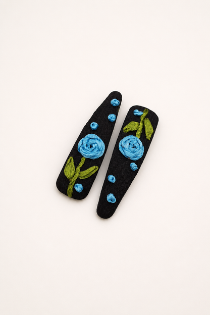 Blue Rose - Hair Pins