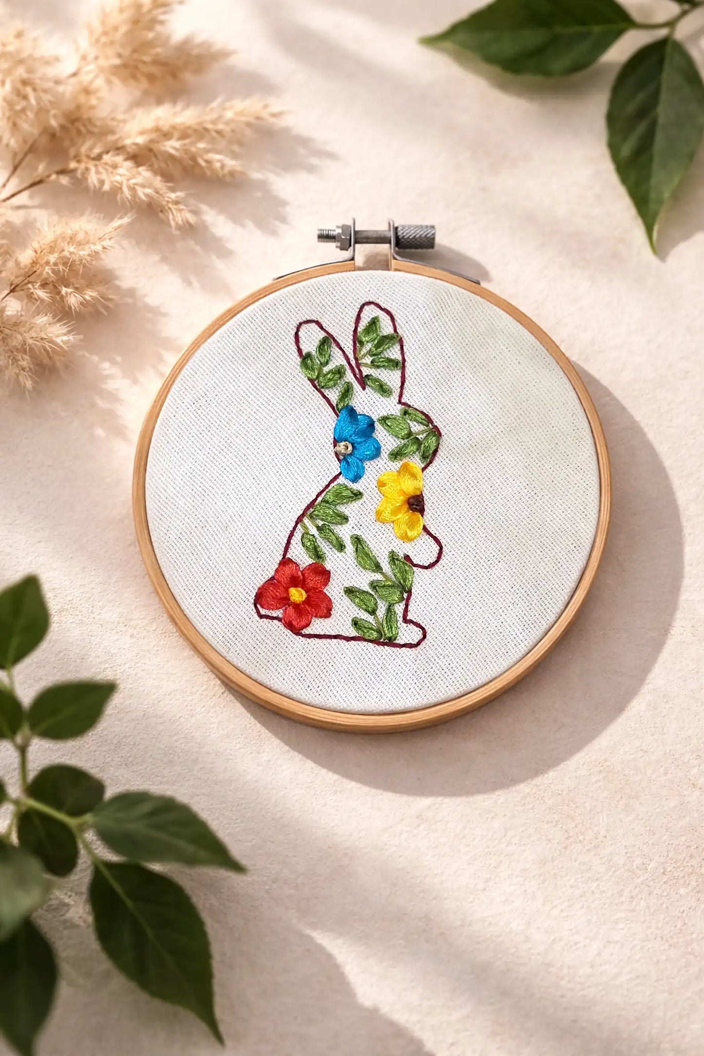 Floral Bunny  – 4” Hoop