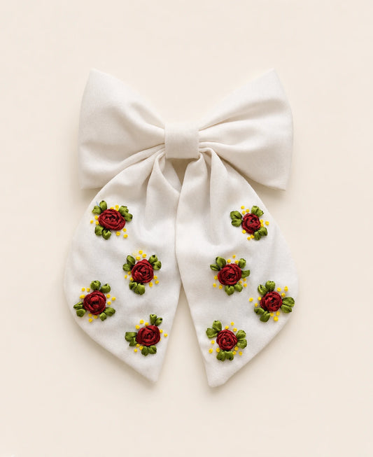 Rose Ribbon - Hair Bow Clip