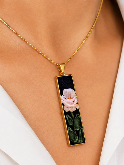 Pink Rose - Gold Pendant