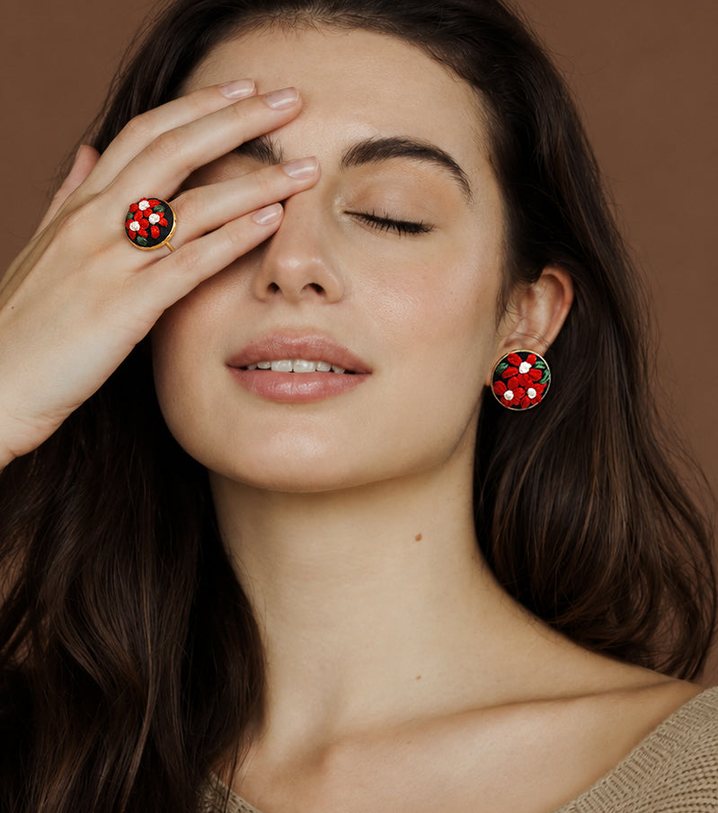 Scarlet Bloom - Gold Jewelry Set