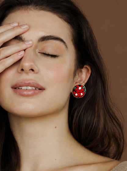 Scarlet Bloom - Stud Earrings