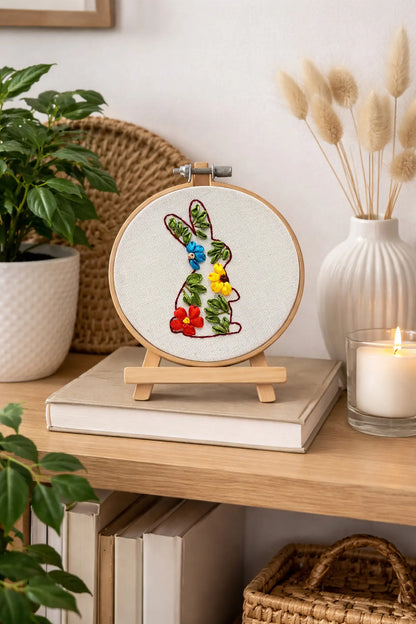 Floral Bunny  – 4” Hoop
