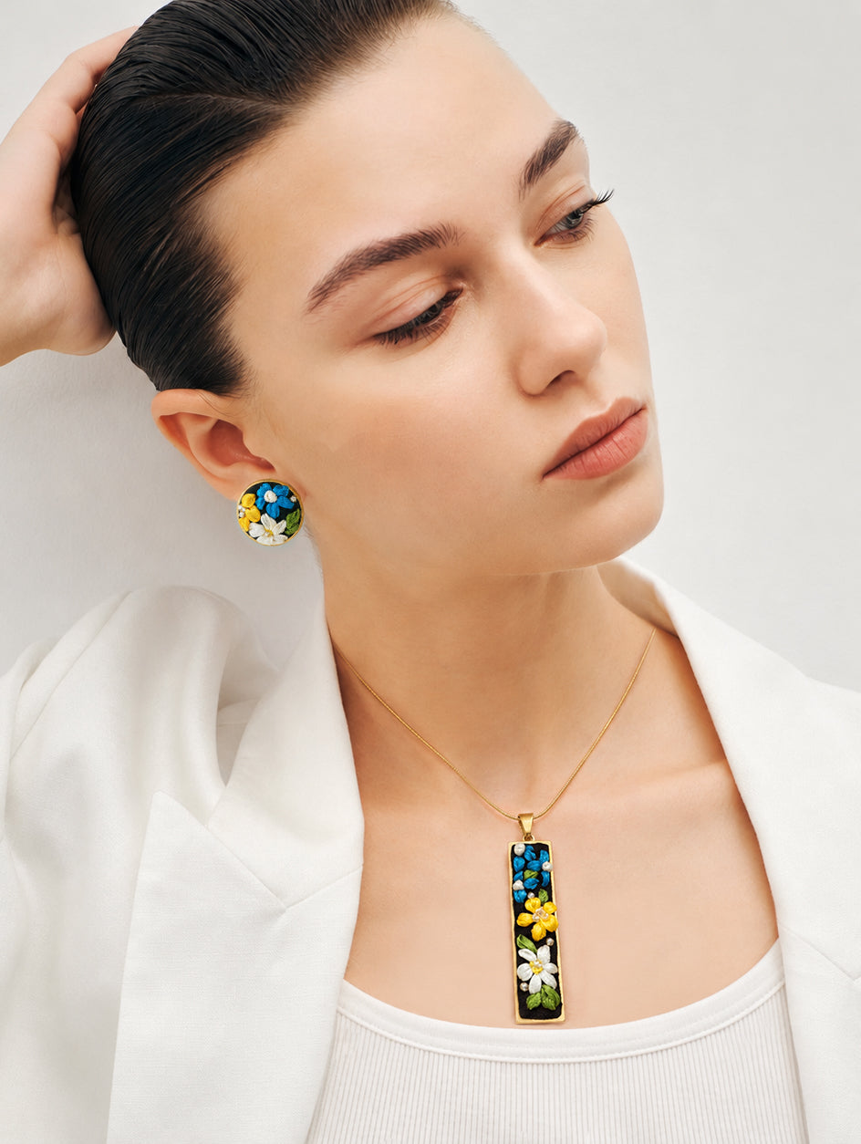 Blue Meadow - Gold Pendant