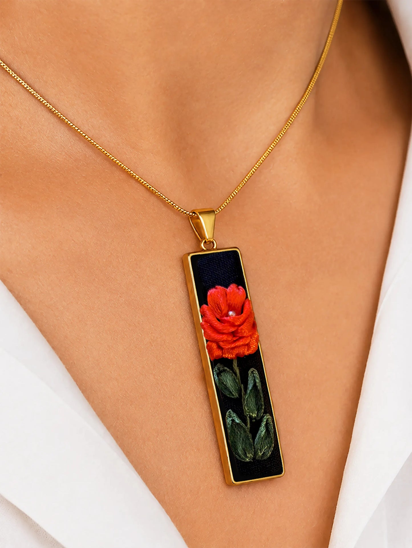 Red Rose - Gold Pendant