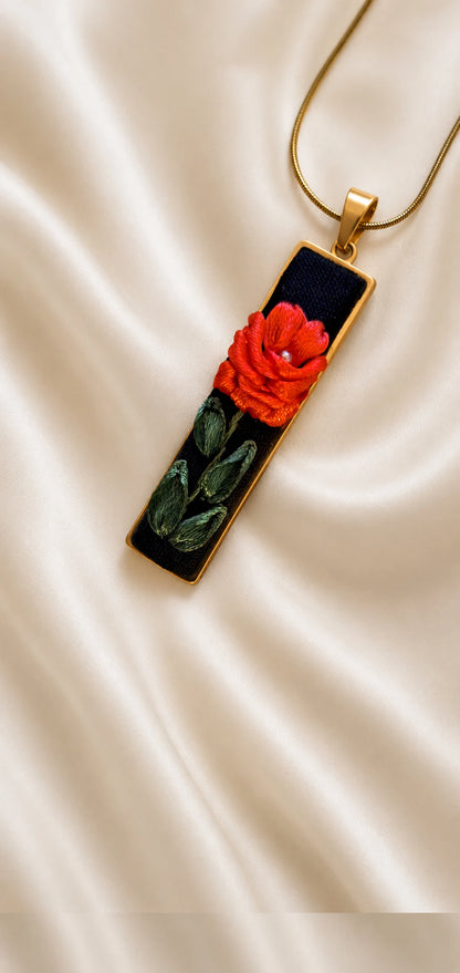 Red Rose - Gold Pendant