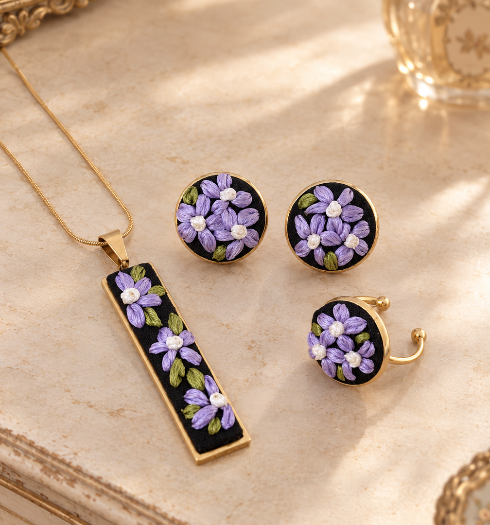 Lavender Vine - Gold Jewelry Set