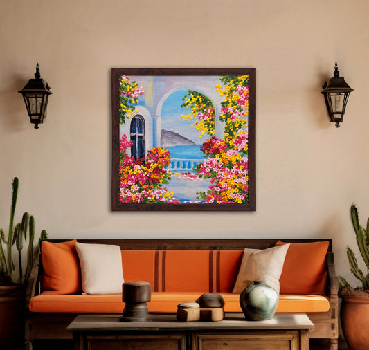 Mediterranean Bloom Ribbon Embroidery Wall Art