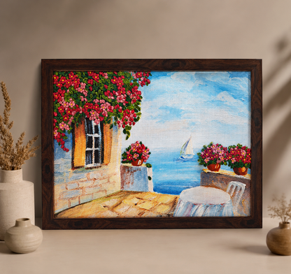 Coastal Blossom Ribbon Embroidery Wall Art
