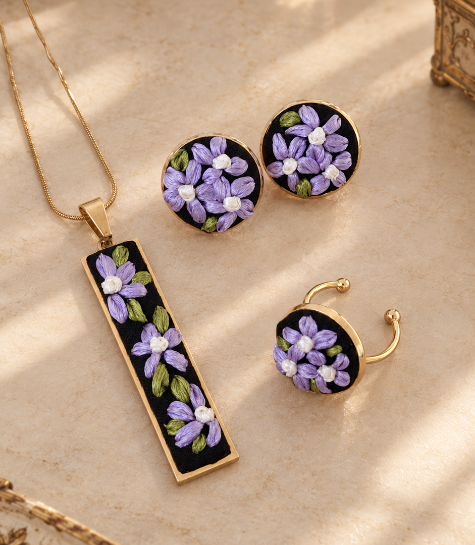 Lavender Vine - Gold Jewelry Set
