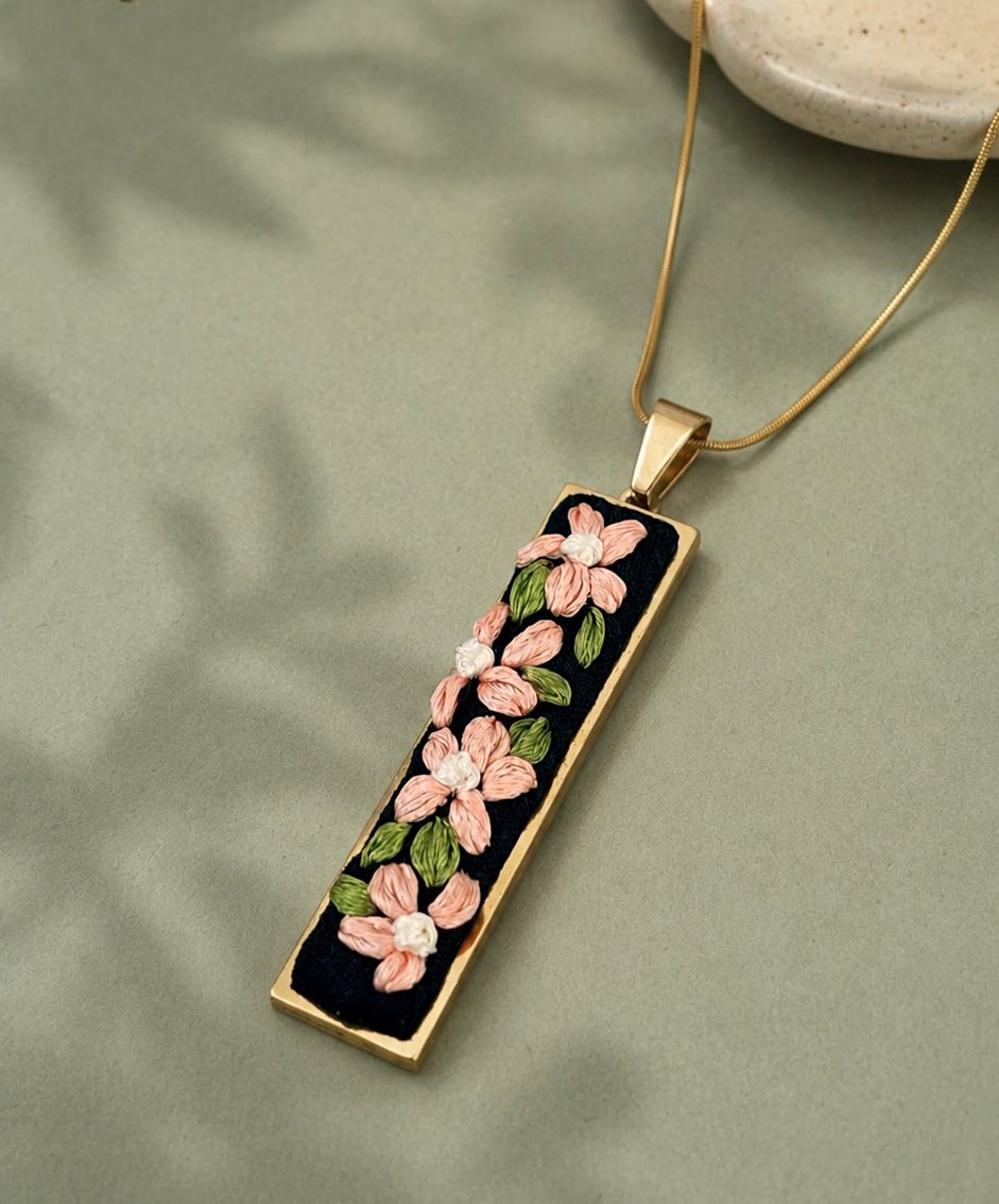 Peach Petals - Gold Pendant