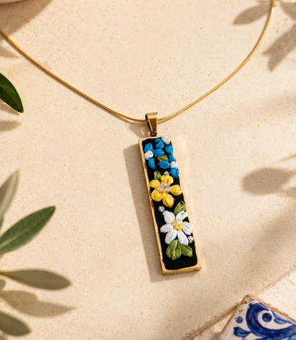 Blue Meadow - Gold Pendant
