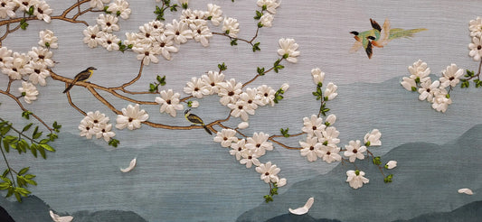 Cherry Blossom Serenity Ribbon Embroidery Wall Art