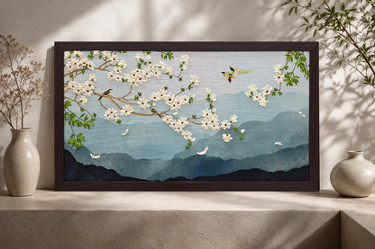 Cherry Blossom Serenity Ribbon Embroidery Wall Art