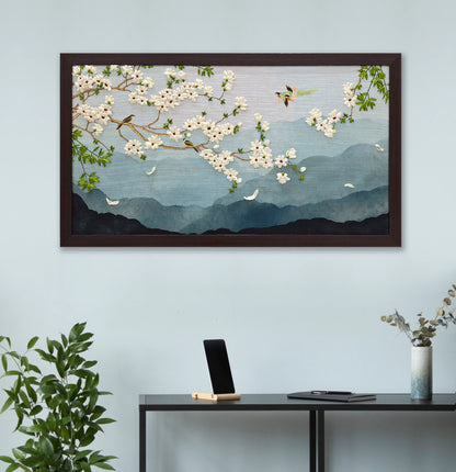 Cherry Blossom Serenity Ribbon Embroidery Wall Art