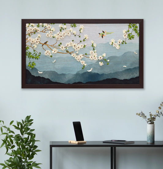 Cherry Blossom Serenity Ribbon Embroidery Wall Art