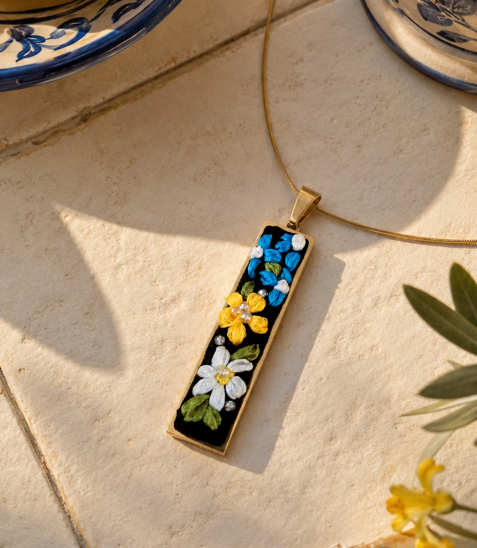 Blue Meadow - Gold Pendant