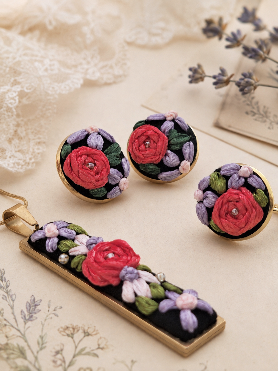 Lavender Bloom - Gold Jewelry Set