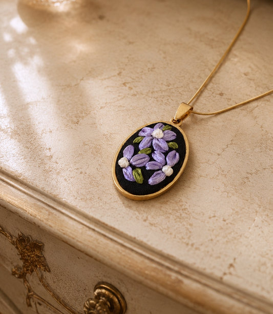 Lavender Vine - Gold Pendant