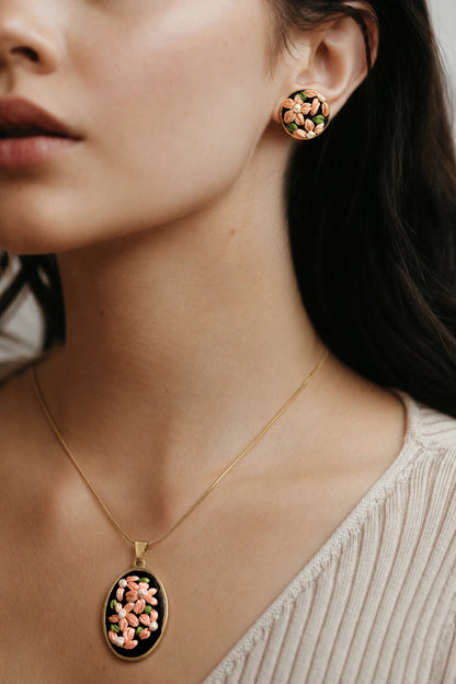 Peach Petals - Gold Pendant