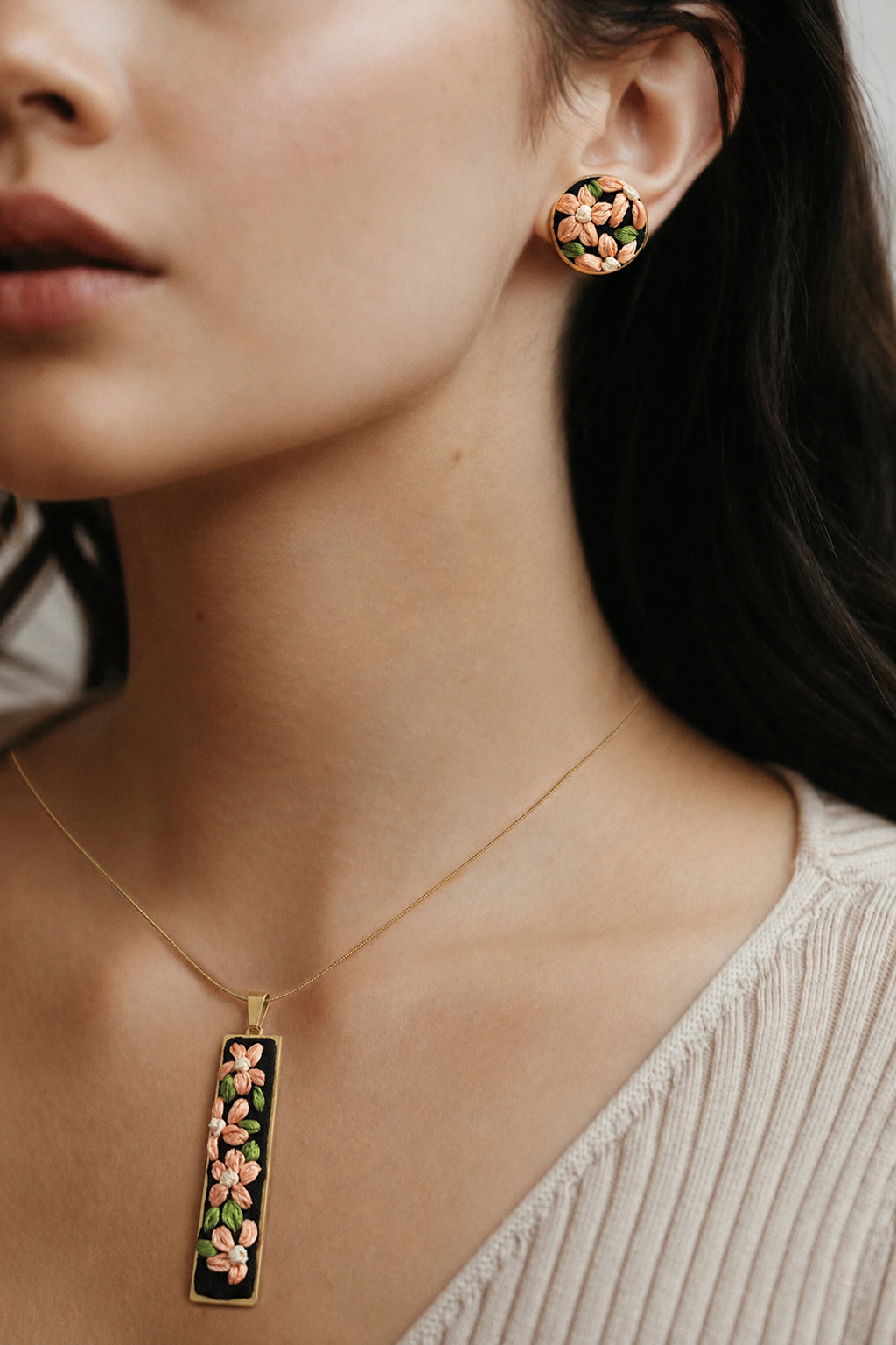 Peach Petals - Gold Pendant