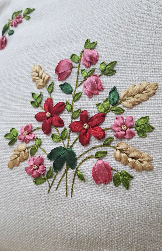 Floral Embroidered Cushion – Handmade Floral Pillow Cover
