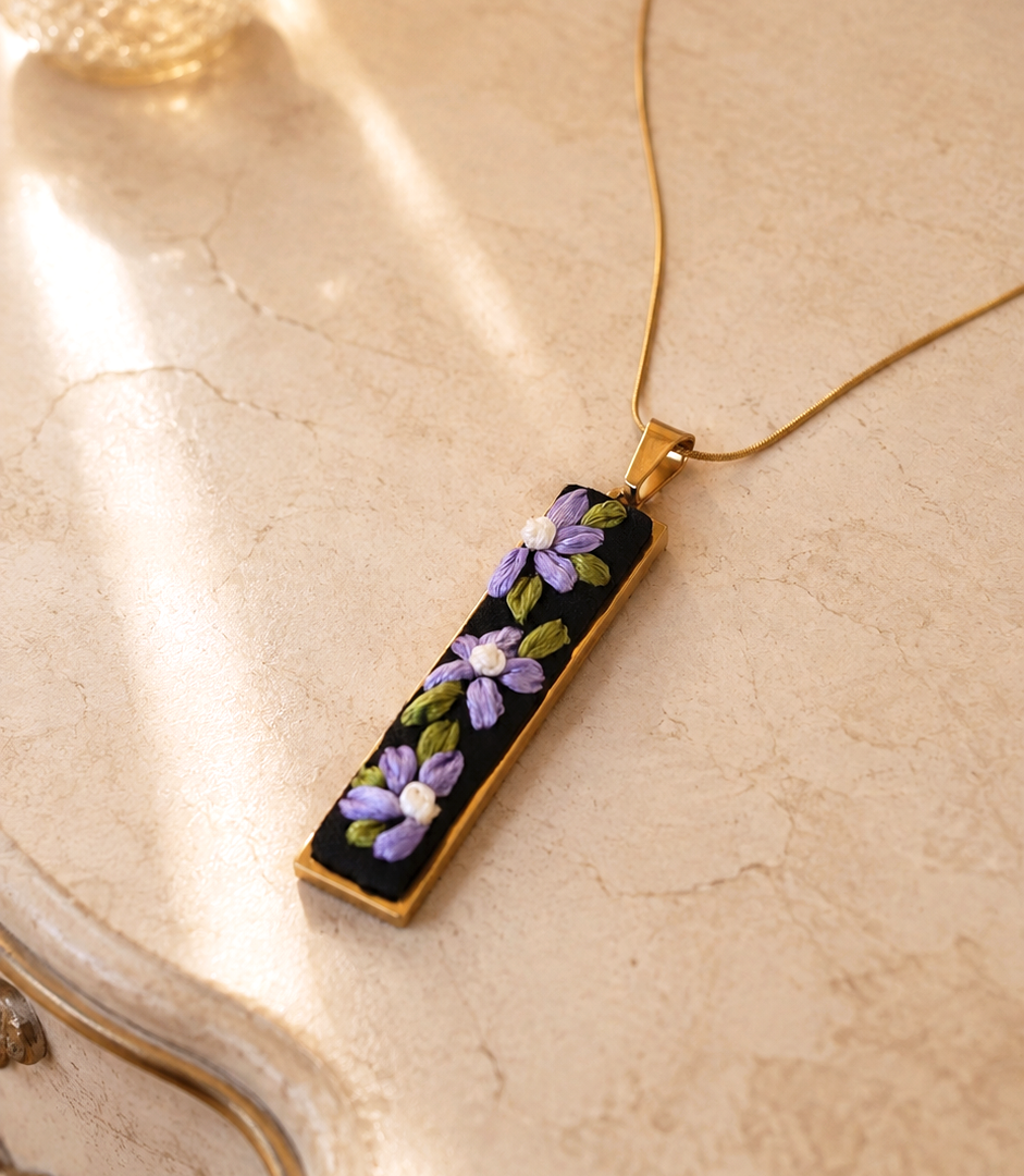Lavender Vine - Gold Pendant