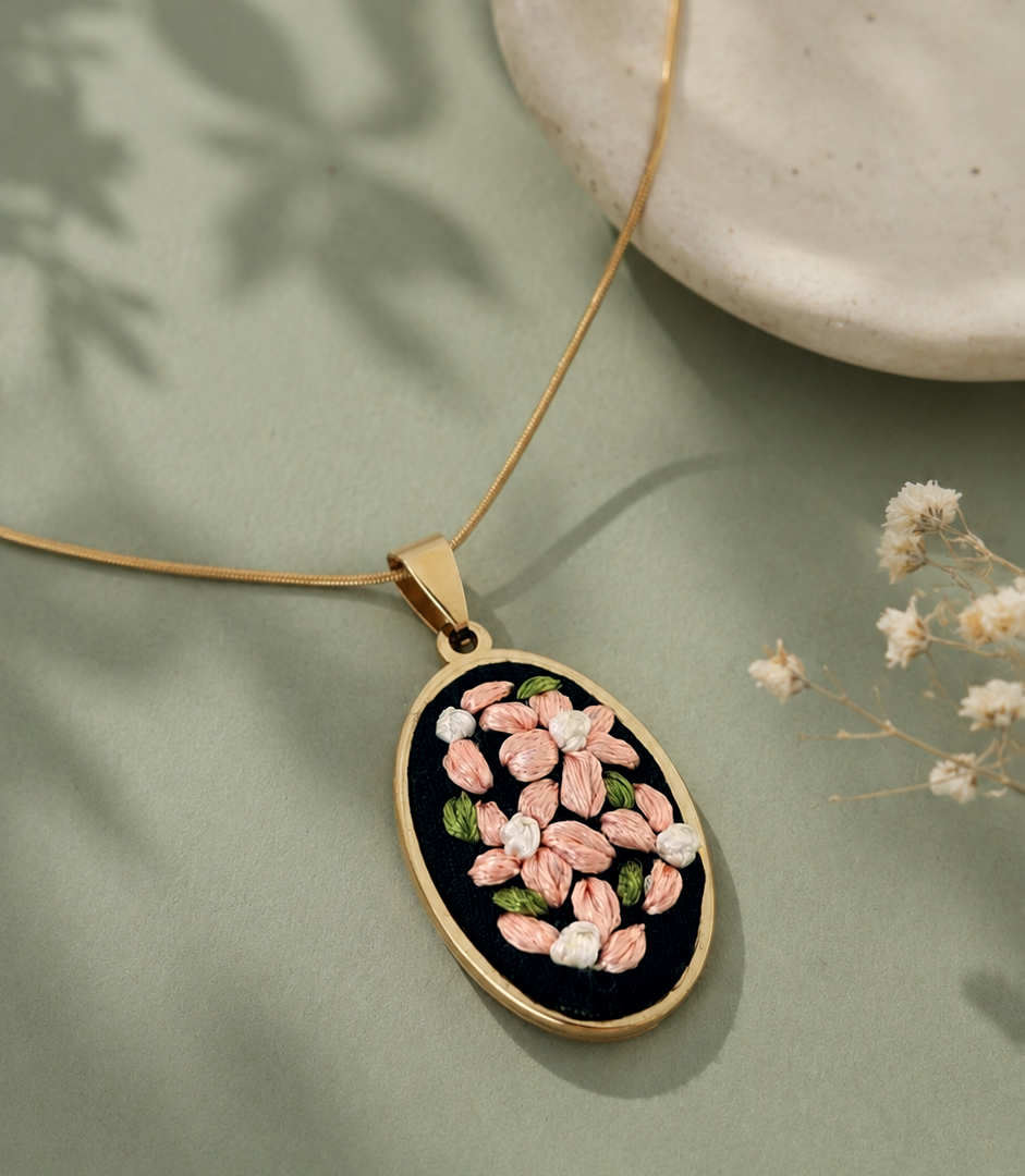 Peach Petals - Gold Pendant