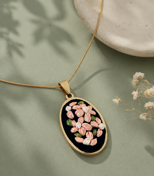 Peach Petals - Gold Pendant