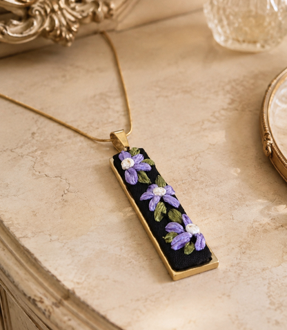 Lavender Vine - Gold Pendant