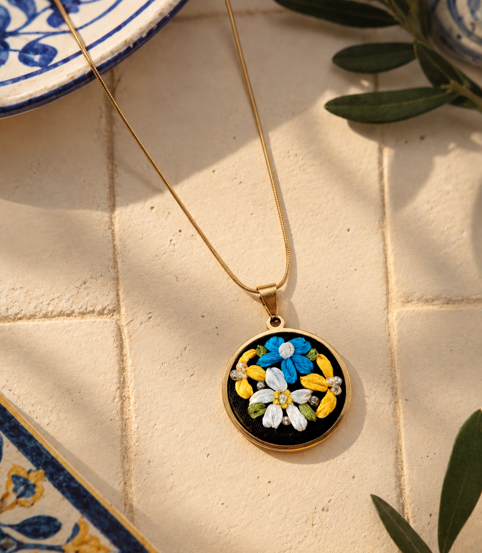 Blue Meadow - Gold Pendant