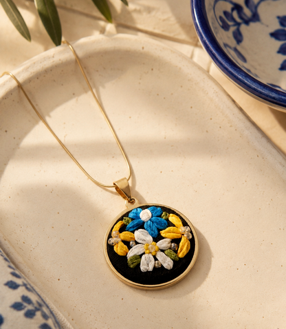 Blue Meadow - Gold Pendant